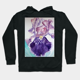 Iris Watercolor Painting - Glorious Purple Hoodie